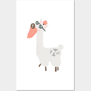 Hipster llama Posters and Art